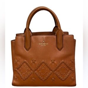 Kate Spade camel brown Crossbody satchel purse handbag with woven leather